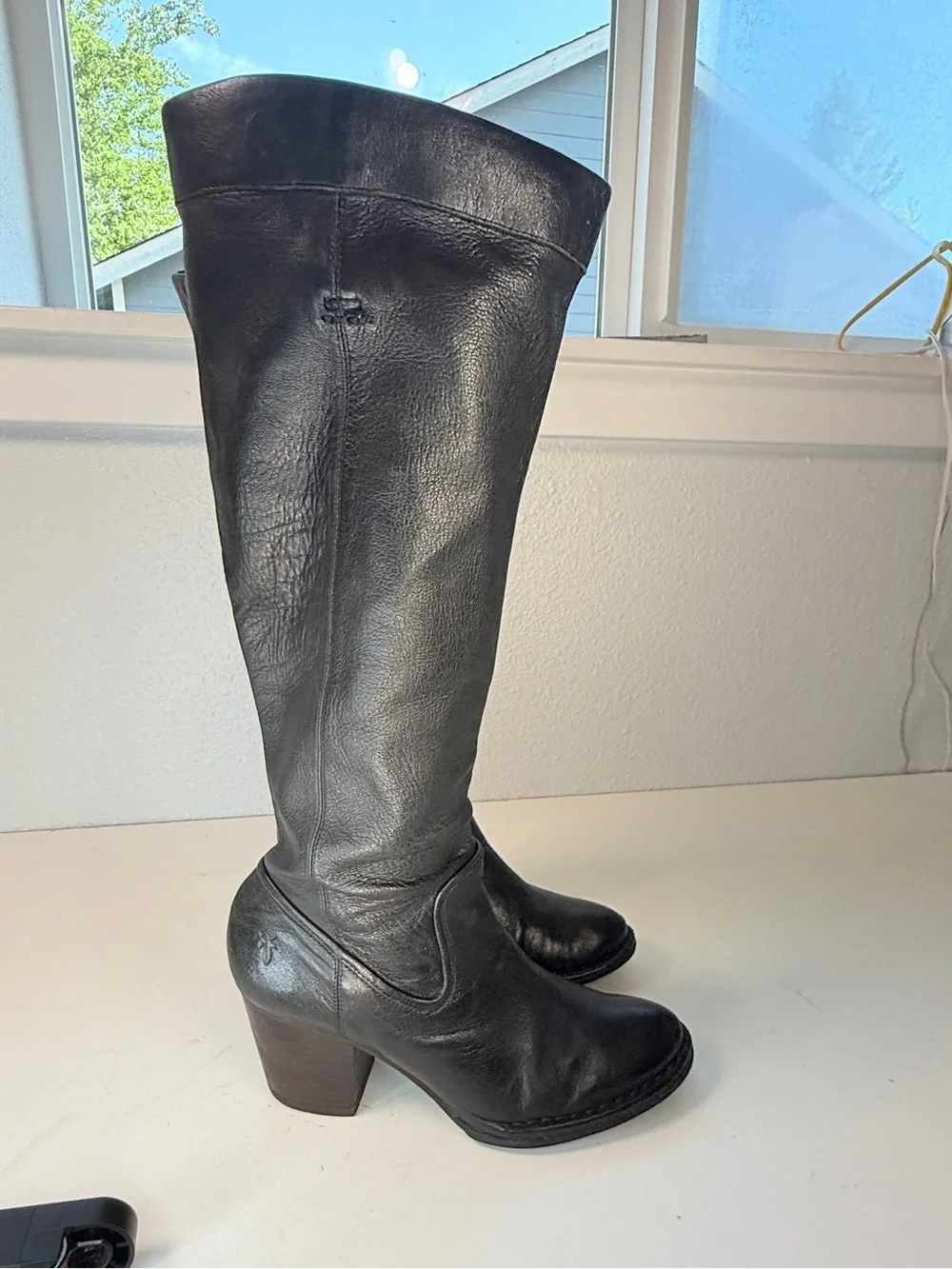 Frye Rory Scrunch Tall Black Leather Boots Womens 7 M Buttery soft Leather
